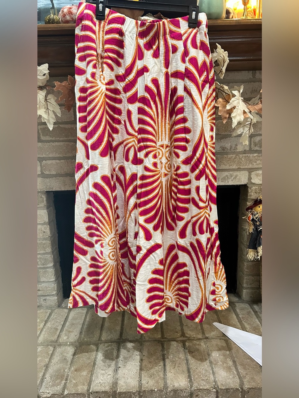 Umgee Pink & Orange Floral Boot Cut Maxi Pants EUC